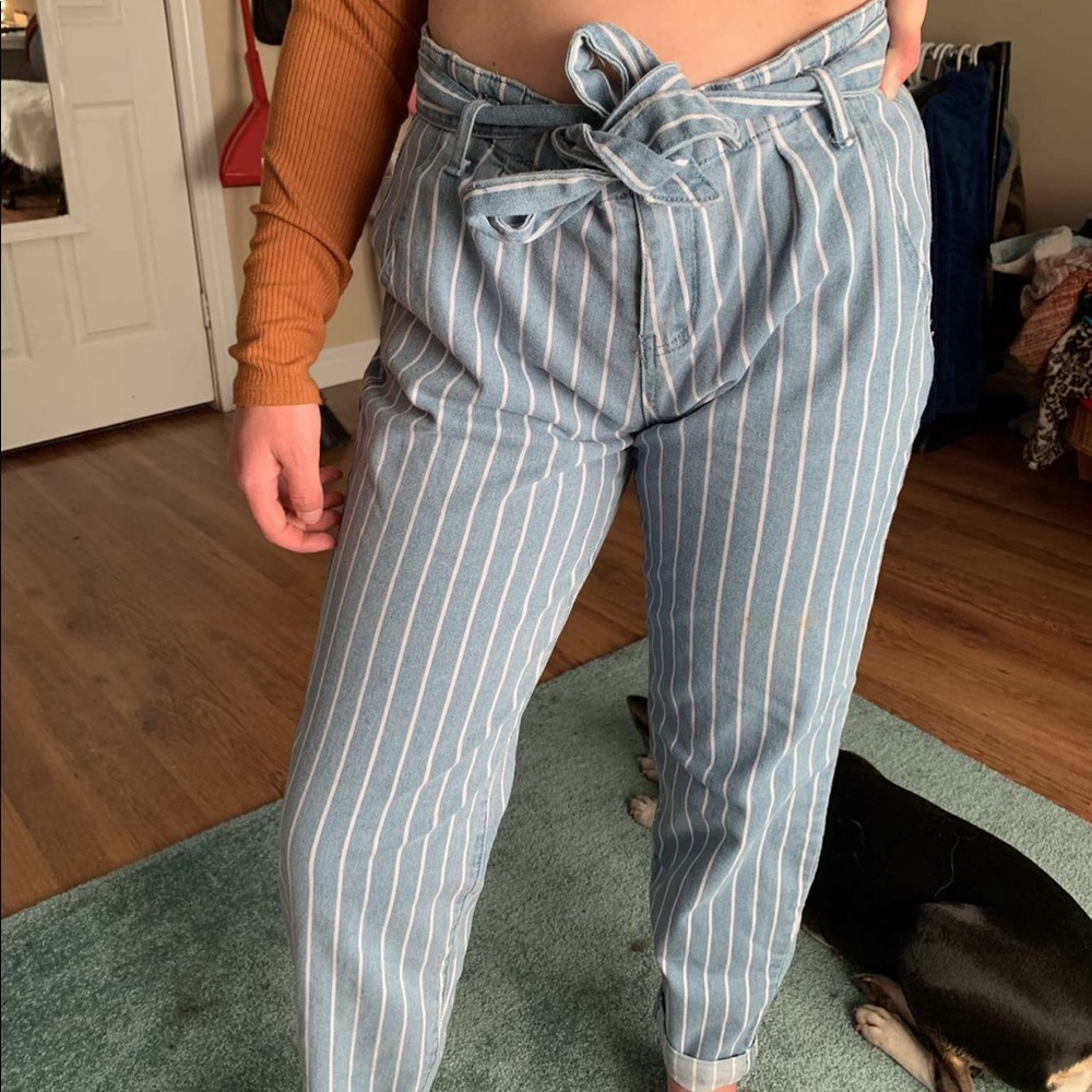 Striped paper bag jeans
